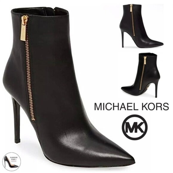 NWT Michael Kors Keke Style Black Leather Booties - Picture 1 of 9
